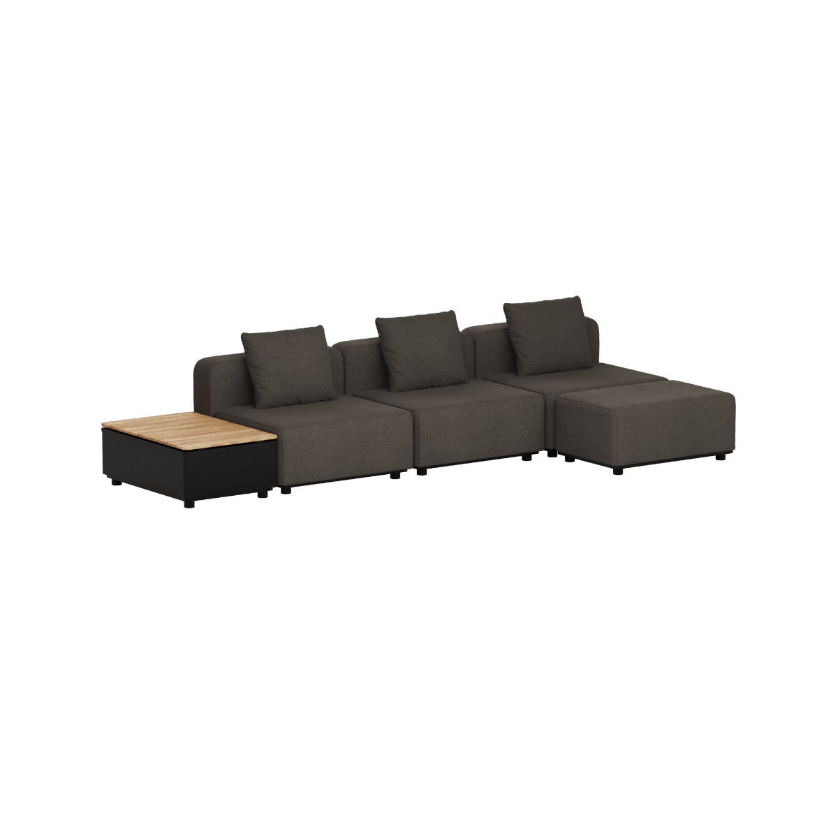 Cobana Lounge Sofa - 3 seater w/ Patio Storage Table | Cobana Lounge Sofa - 3 seater w/ Patio Storage Table - Kirra Noir Ohne Armlehnen Mit Hocker | SACKit