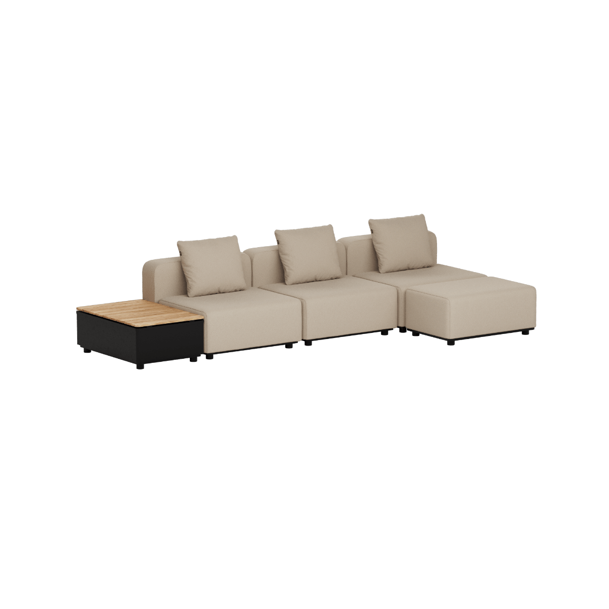 Cobana Lounge Sofa - 3 seater w/ Patio Storage Table | Cobana Lounge Sofa - 3 seater w/ Patio Storage Table - Boucle Beige Ohne Armlehnen Mit Hocker | SACKit