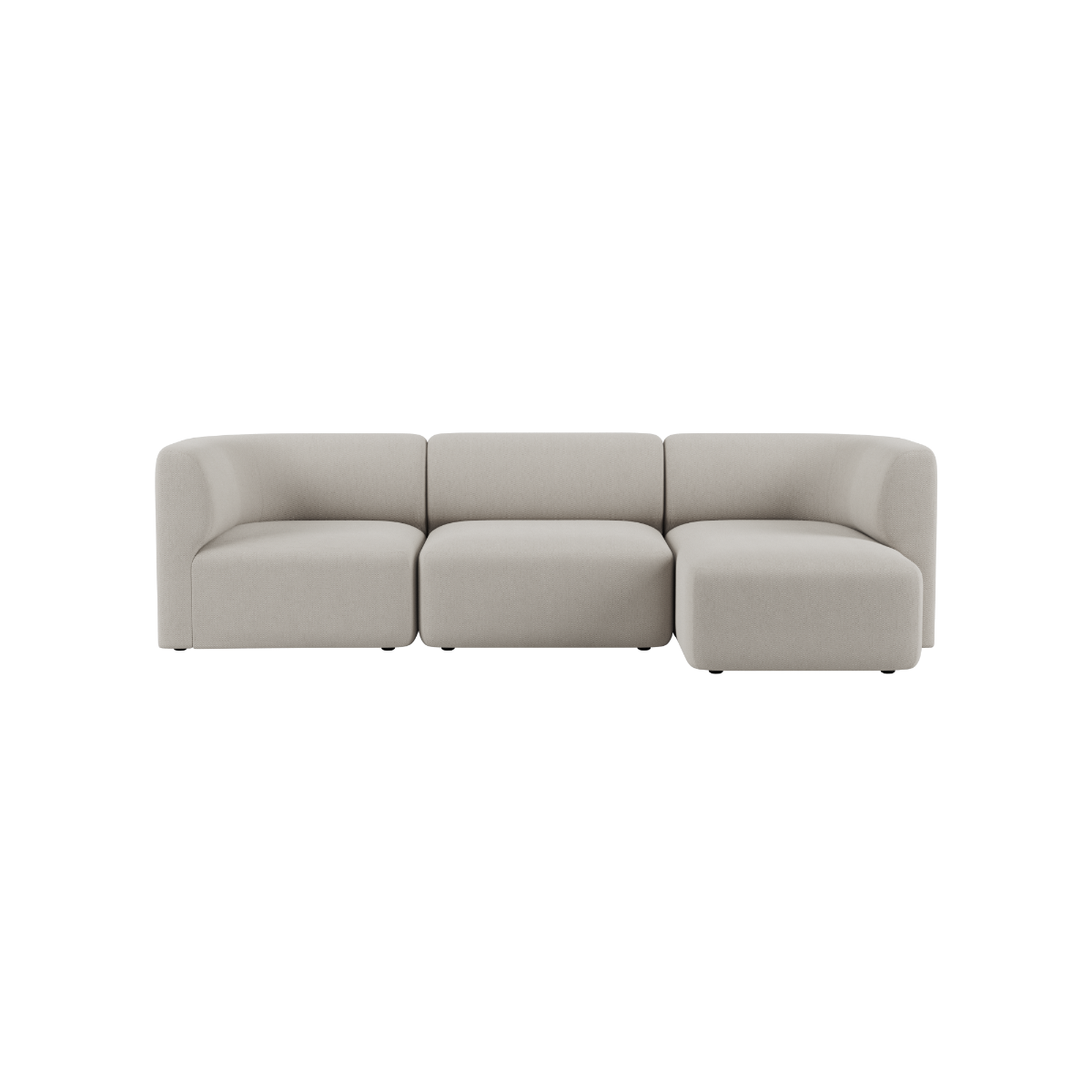 Beigefarbenes Fjord Sofa von sackit Germany mit drei Sitzen und rechter Chaiselongue in ruhiger skandinavischer Form für moderne Wohnräume