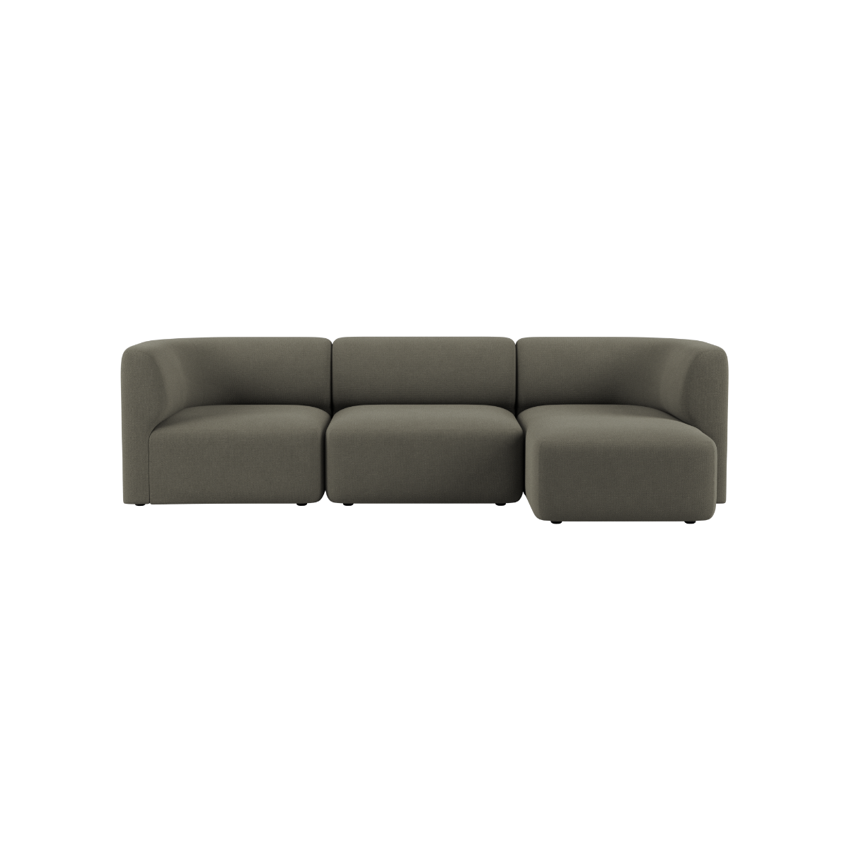 Dreisitziges Fjord Sofa von sackit in dunklem Grauton mit weich gepolsterter Sitzfläche und abgerundeten Armlehnen für moderne skandinavische Wohnräume