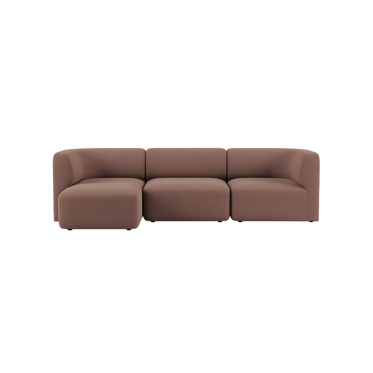 Braunes skandinavisches 3-Sitzer-Sofa mit linker Chaiselongue von sackit für stilvolle Wohnräume