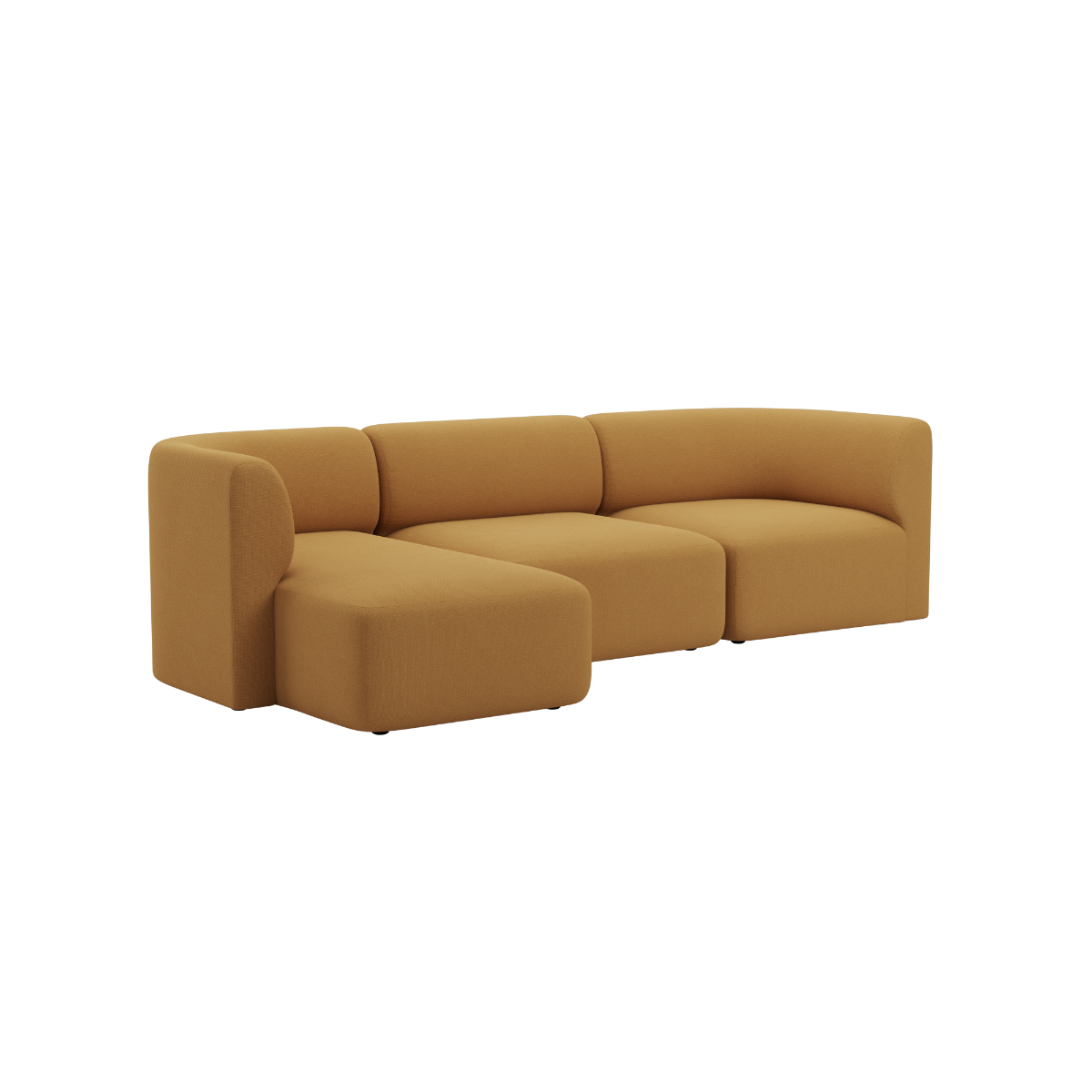Braunes skandinavisches 3 Sitzer Sofa mit linker Chaise von sackit für stilvolle Wohnräume mit hohem Komfort und zeitlosem Design