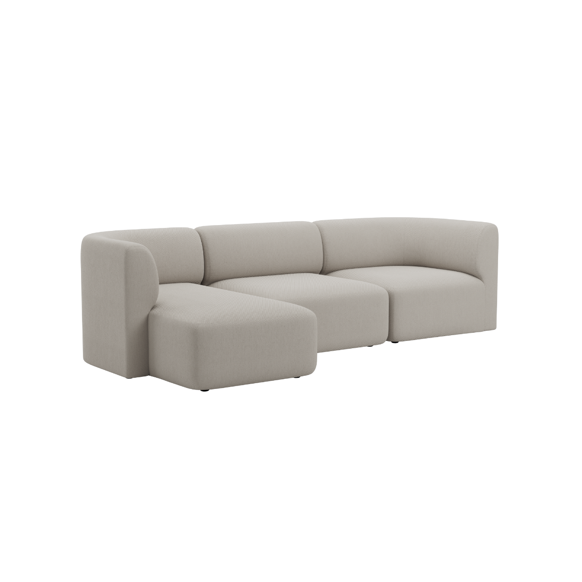 Helles dreisitziges Sofa mit linker Chaise in weichem Beige von sackit für stilvolle skandinavische Wohnräume