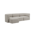 Helles dreisitziges Sofa mit linker Chaise in weichem Beige von sackit für stilvolle skandinavische Wohnräume