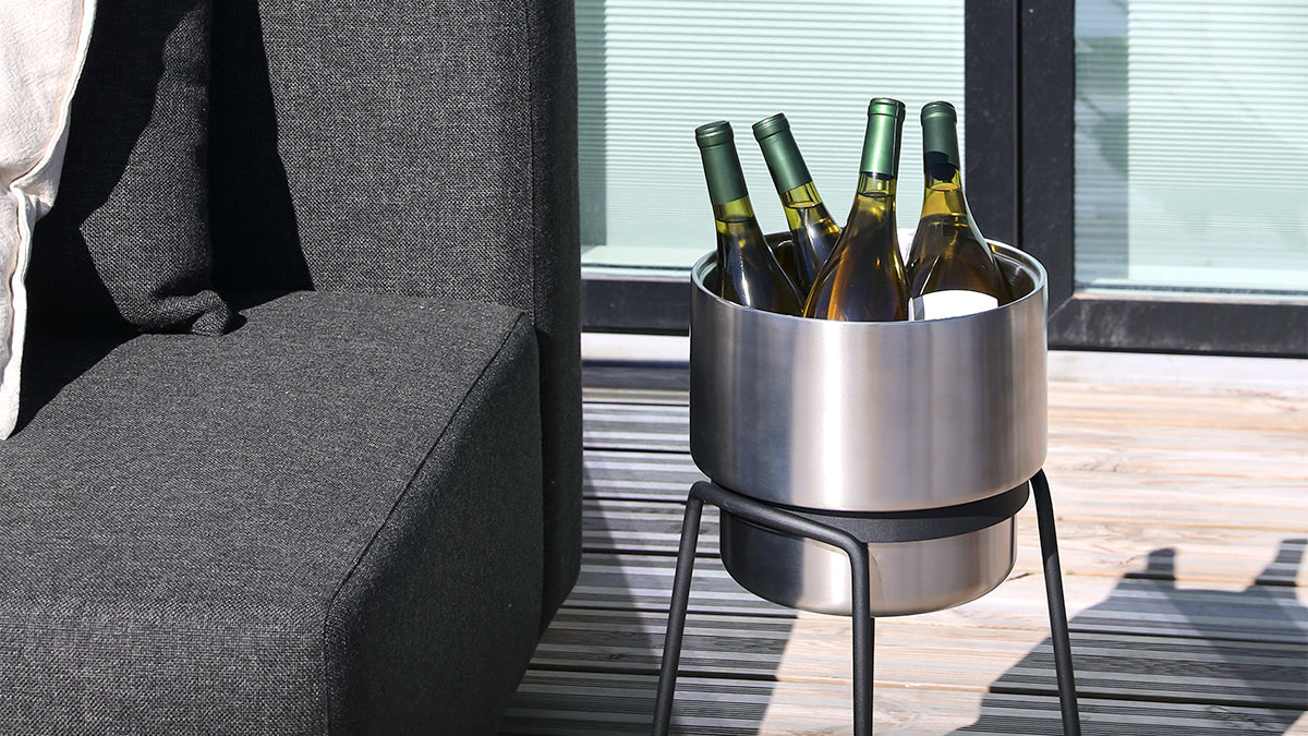 Patio Accessory Stand Ø22 + Wine Bucket w/ Accessories - Indoor/outdoor Accessory Ständer mit Weinkühler und Zubehör